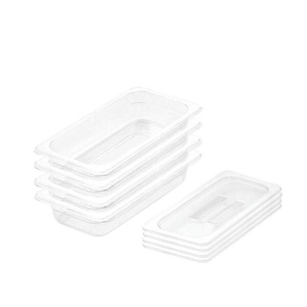 SOGA 4-Pack 65mm Clear Gastronorm GN Pan 1/3 Food Tray Storage with Lid