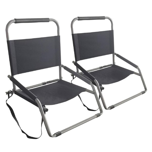Havana Outdoors Beach Chair Folding Portable Summer Camping Outdoors 2 Pack Vintage Black