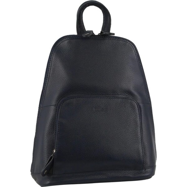 Milleni Womens Twin Zip Backpack Nappa Italian Leather Travel Bag - Navy