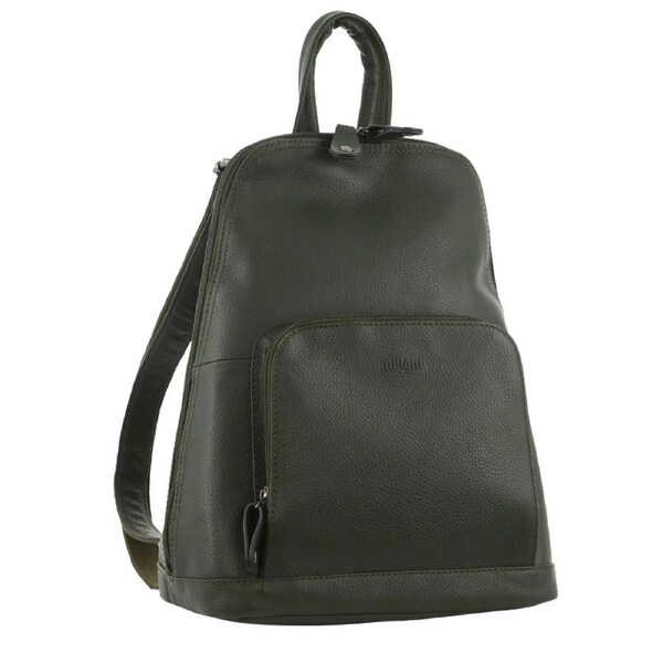 Milleni Womens Twin Zip Backpack Nappa Italian Leather Travel Bag - Grape Leaf