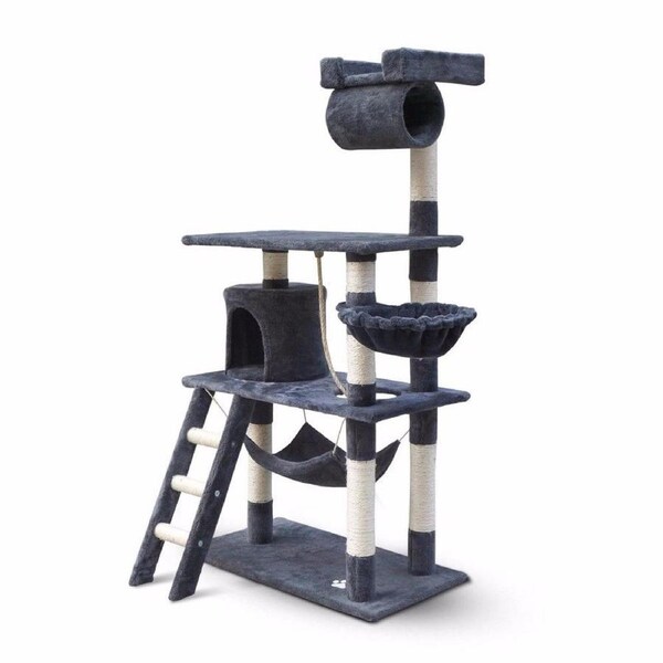 Cat Tree Scratching Post Scratcher Tower Toys Condo House Wood Furniture Bed Stand - grey