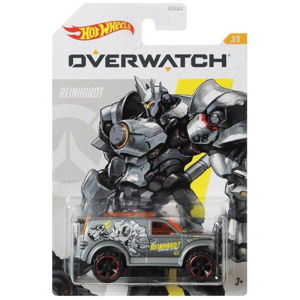 Hot Wheels Overwatch Die-Cast-Reinhardt-Car Ages 3+ Toy Game Soldier 76 Gun Blaster