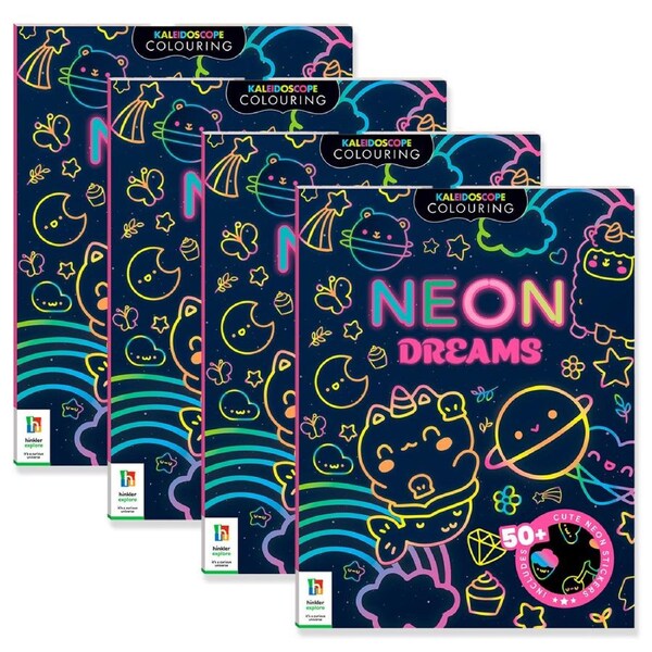 4x Kaleidoscope Sticker Colouring Neon Dreams Colouring Book Art/Craft 6y+