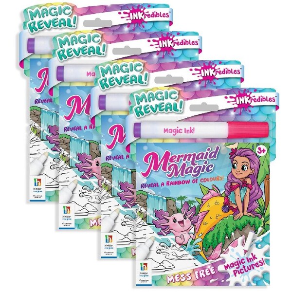 4x Inkredibles Magic Ink Pictures Mermaid Magic Activity Kit Mess-Free Art 3y+