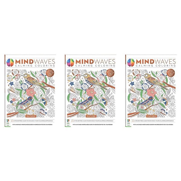 3x Art Maker Mindwaves Calming Coloring Nature Adult Activity Book Art/Craft
