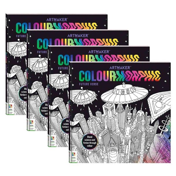 4x Art Maker Colourmorphic Colouring Book Future Verse Activity Book Craft