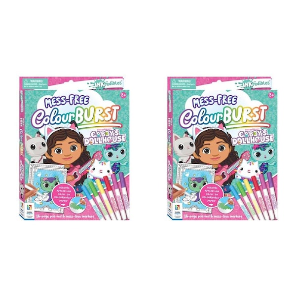 2x Inkredibles Colour Burst Gabby's Dollhouse Colouring Activity Kit Art Pad 8y+