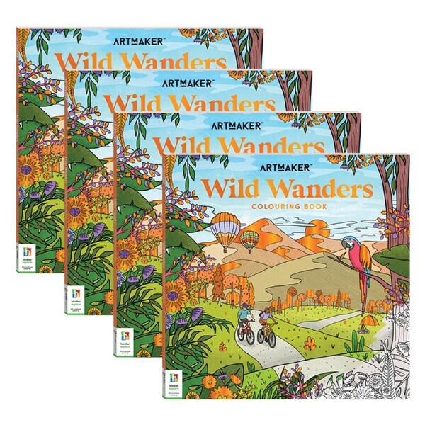 4x Art Maker Wild Wanders Colouring Book Adult Activity Book Entertainment
