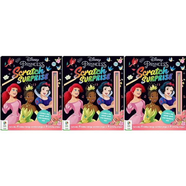 3x Kaleidoscope Scratch Surprise Disney Princess Activity Book Art/Craft 3y+