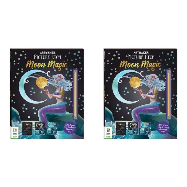 2x Art Maker Picture Etch Moon Magic Colouring Activity Book Entertainment