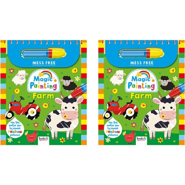 2x Bookoli Magic Painting Farm Paint Art And Craft Book Kids/Childrens Activity