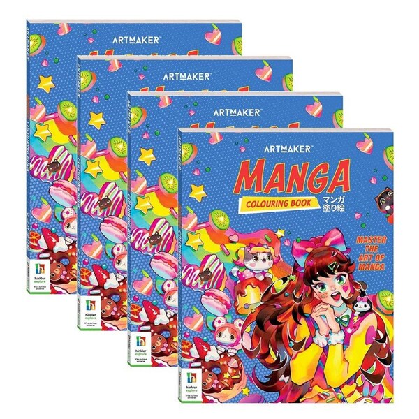 4x Art Maker Manga Colouring Book Adult Activity Book Craft Entertainment