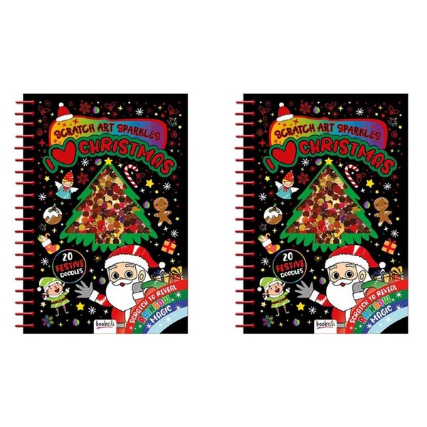 2x Bookoli Scratch Art Sparkles I Love Christmas Art/Craft Activity ...