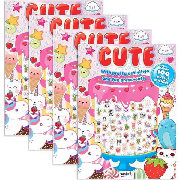 4x Bookoli Puffy Sticker Windows Cute Kids Activity Book Doodle Fun Art/Craft