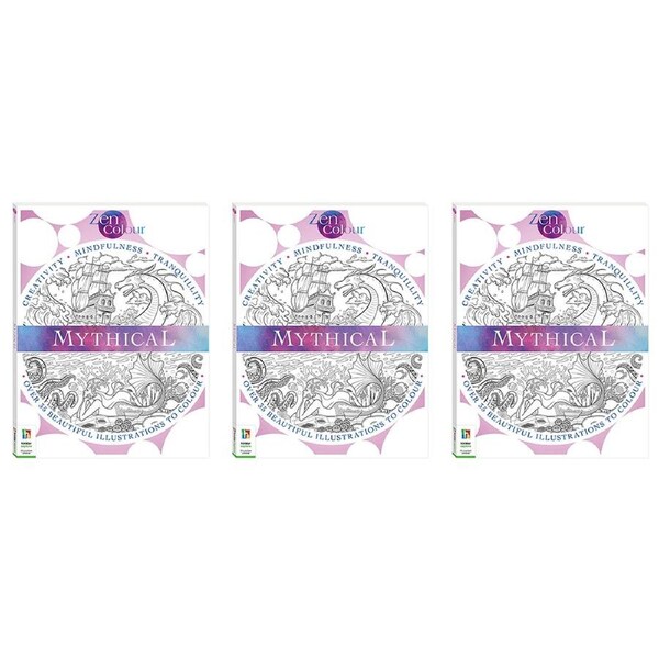3x Art Maker Zen Colour Mythical Adult Colouring Activity Book Art/Craft