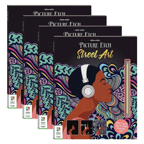 4x Art Maker Picture Etch Street Art Colouring Activity Book Entertainment