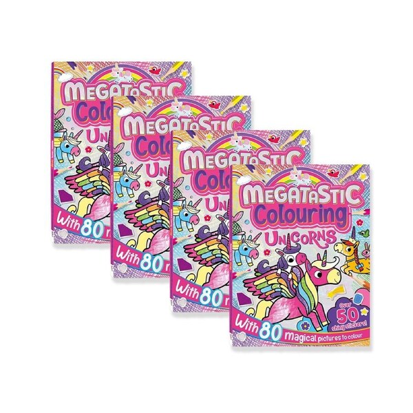 4x Bookoli Megatastic Colouring: Unicorns Colouring Book Art/Craft Activity
