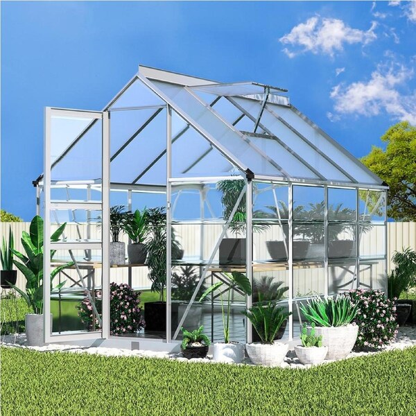 Green Fingers Greenhouse 2.48x1.89x2M Aluminium Green House Gable Garden Shed