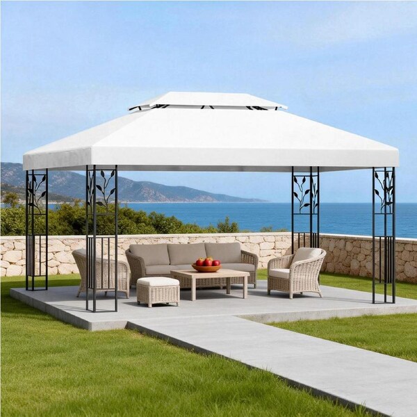 InstaHut 4x3m Gazebo Marquee Outdoor Wedding Party Event Tent Home Iron Art Shade White