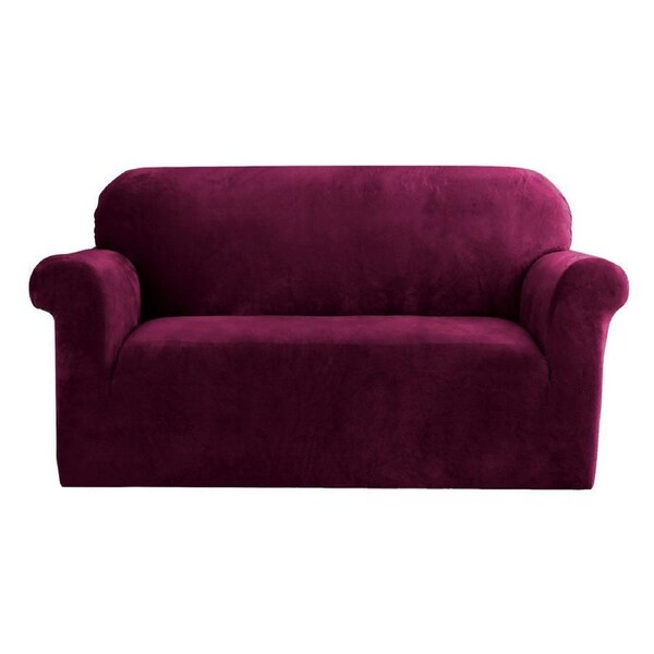 Velvet Sofa Cover Plush Couch Cover Lounge Slipcover 2 Seater Ruby Red