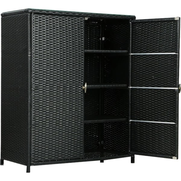 Outdoor Storage Cabinet Garage Shelf Chest Garden Shed Tools - Black