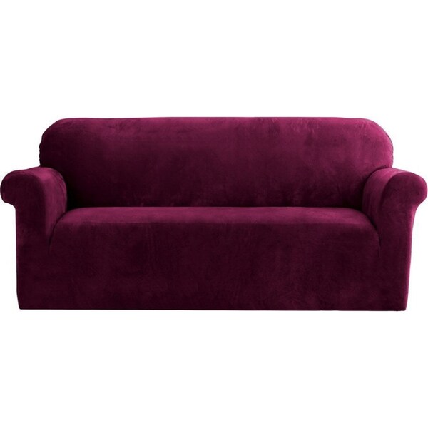 Velvet Sofa Cover Plush Couch Cover Lounge Slipcover 3 Seater Ruby Red
