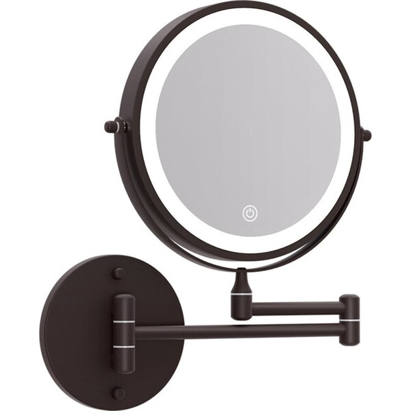 Extendable Makeup Double-Sided Bathroom Magnifying Mirror - Brown