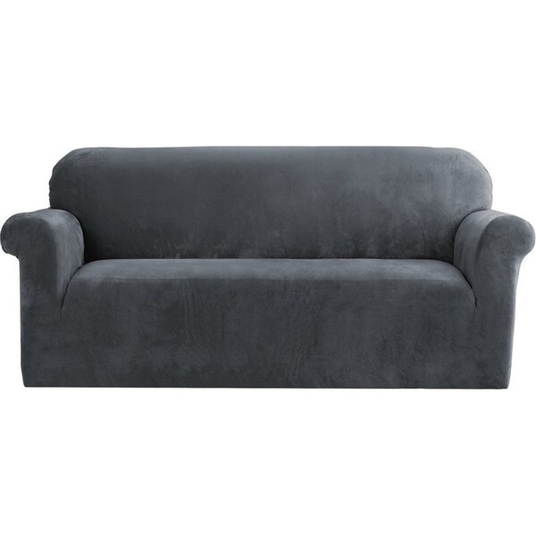Velvet Sofa Cover Plush Couch Cover Lounge Slipcover 3 Seater Grey