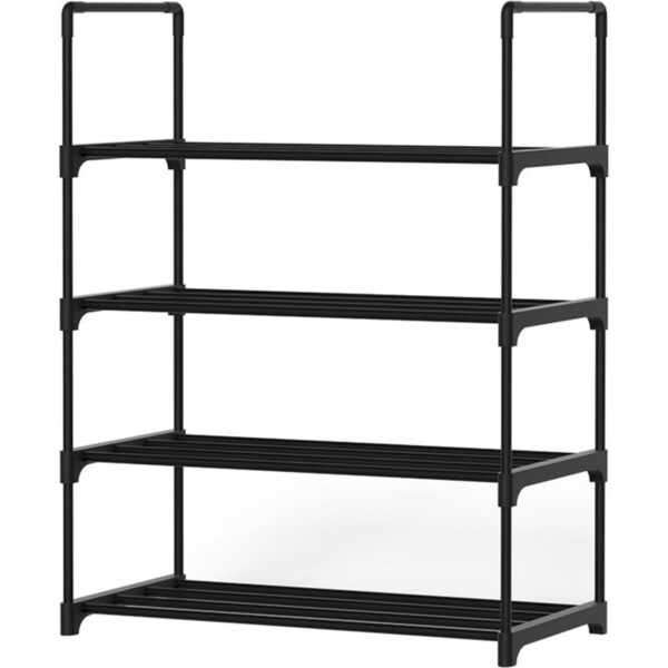 Shoe Rack Stackable Shelves 4 Tiers 55cm Shoes Storage Stand Black