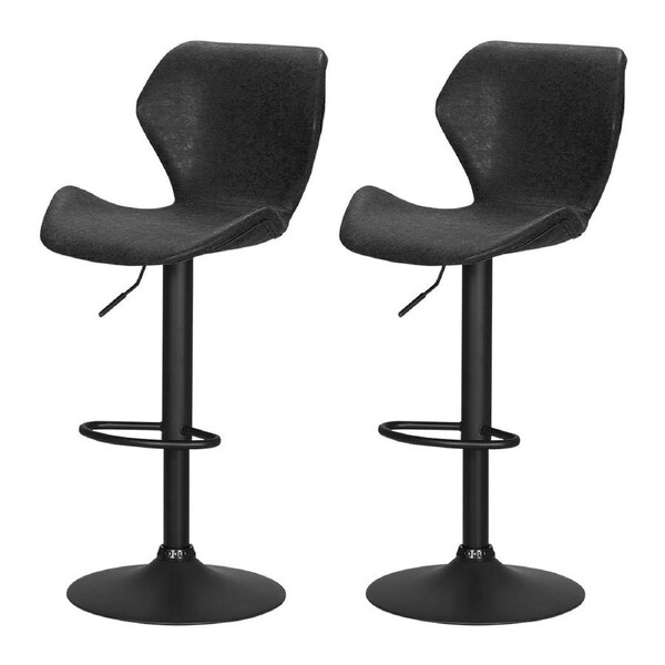 Set of 2 Bar Stools Kitchen Stool Chairs Metal Barstool Swivel Black