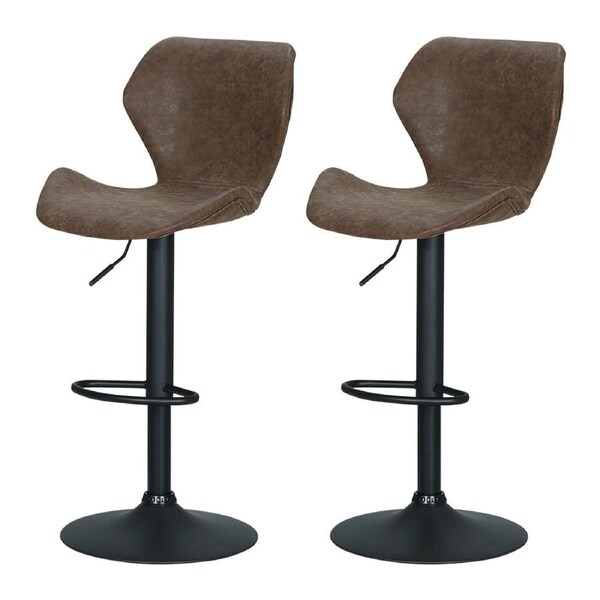 Set of 2 Bar Stools Kitchen Stool Chairs Metal Barstool Swivel Brown