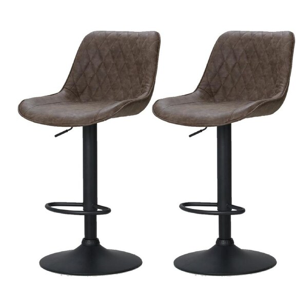 Set of 2 Bar Stools Kitchen Stool Chairs Metal Barstool Dining Chair Brown