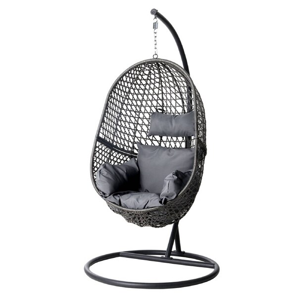 Swing Chair Egg Hammock with Stand Outdoor Furniture Seat - Black