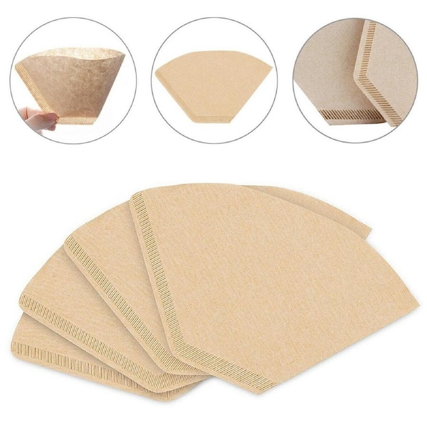 100Pcs 102 Coffee Filter Paper Natural Unbleached Original Wooden Drip Paper