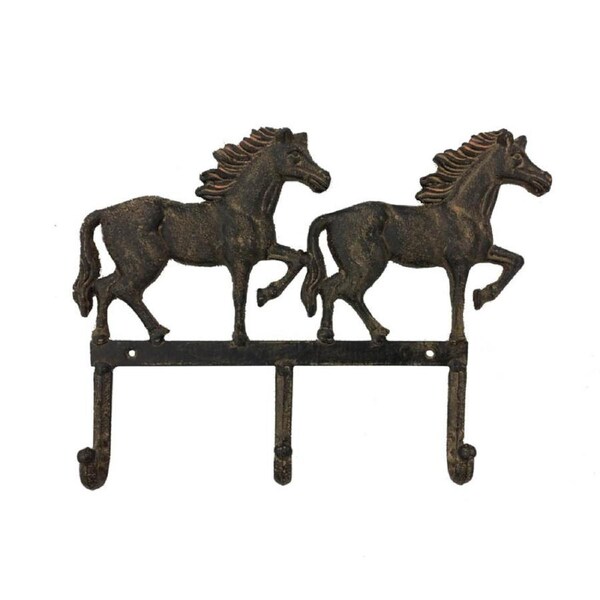 Coat Hook Horse Design Cast Iron Wall 3 Hooks Hand Crafted