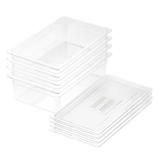 SOGA 4-Pack 1/1 GN Pan 150mm Clear Gastronorm Food Storage Containers with Lids