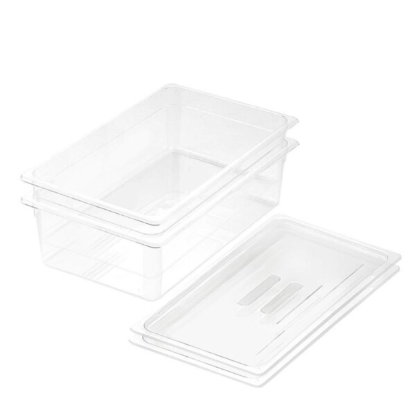 SOGA 2-Pack 150mm Clear Gastronorm GN Pan 1/1 Food Container with Lid