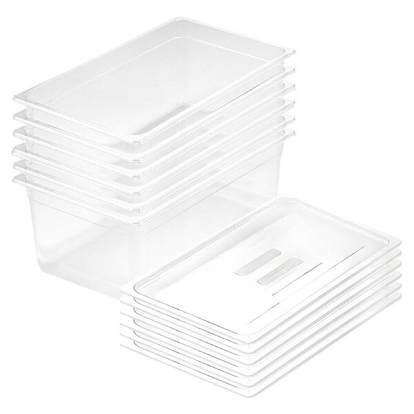 SOGA 200mm Clear Gastronorm GN Pan 1/1 Food Tray Storage Bundle of 6 with Lid