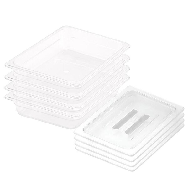 SOGA 4-Pack 65mm Clear Gastronorm 1/2 GN Pans with Lids