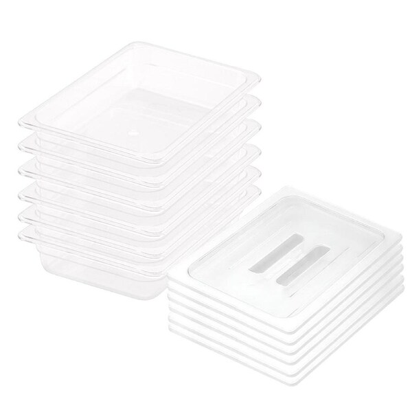 SOGA 65mm Clear Gastronorm GN Pan 1/2 Food Tray Storage Bundle of 6 with Lid