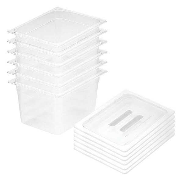 SOGA 6-Pack 200mm Clear Gastronorm 1/2 GN Pans with Lids