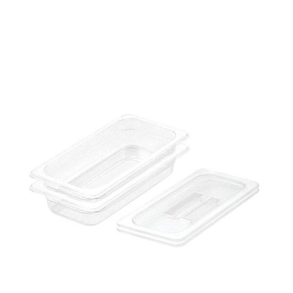 SOGA 2-Pack 65mm Clear Gastronorm 1/3 GN Pans with Lids