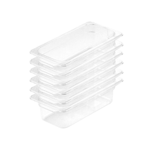 SOGA 100mm Clear Gastronorm GN Pan 1/3 Food Tray Storage Bundle of 6