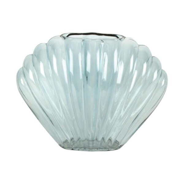 Maine & Crawford Billie 31x24cm Shell Glass Flower Vase Home Office Decor Aqua