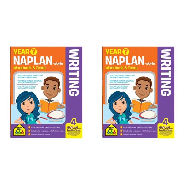 2x School Zone Year 7 Naplan*-style Writing Workbook & Tests Kids Book 12y+