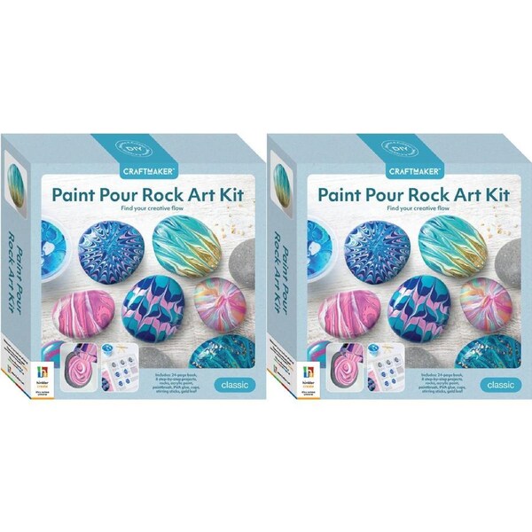 2x Craft Maker Paint Pour Rock Art Craft Activity Kit Creative Hobby Project