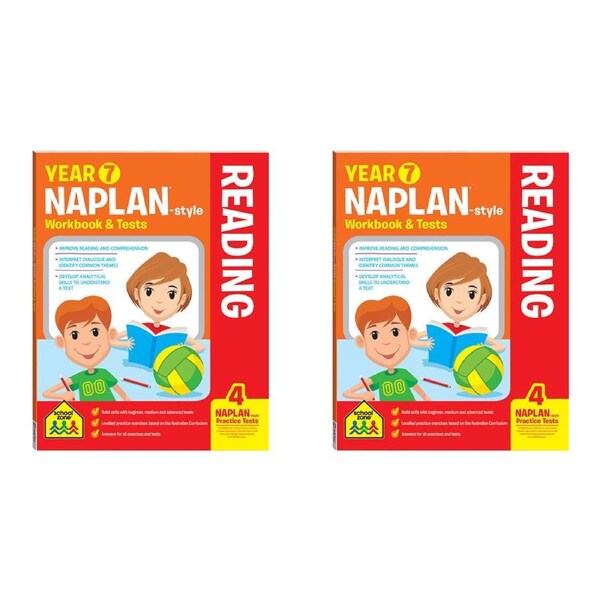 2x School Zone Year 7 Naplan*-style Reading Workbook & Tests Kids Book 12y+