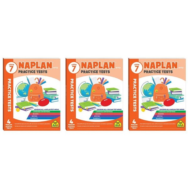 3x School Zone Year 7 Naplan*-style Practice Tests Kids Study Book Learning 10y+