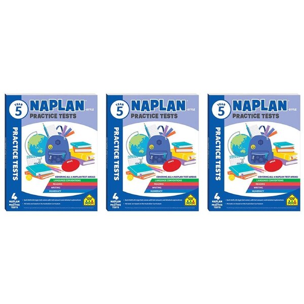 3x School Zone Year 5 Naplan*-style Practice Tests Kids Study Book Learning 9y+