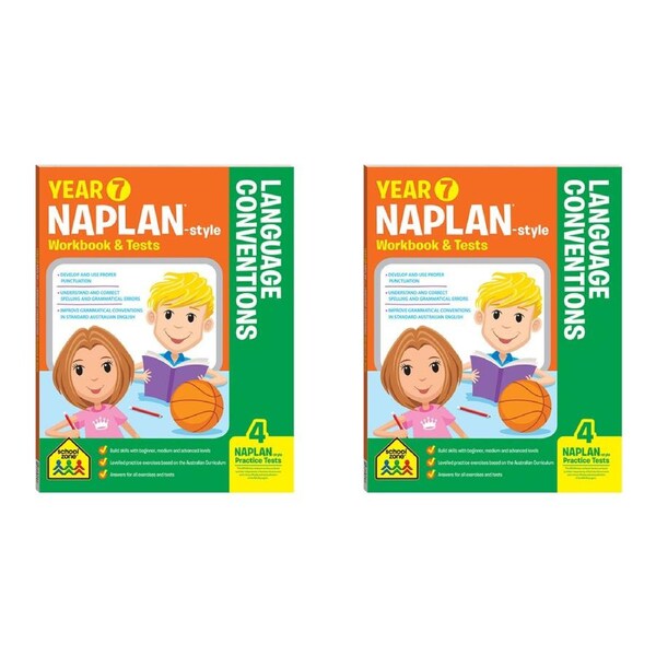 2x School Zone Year 7 Naplan*-style Language Conventions Workbook & Tests 12y+